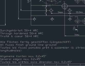 Übersetzung Texte auf Fertigungszeichnung